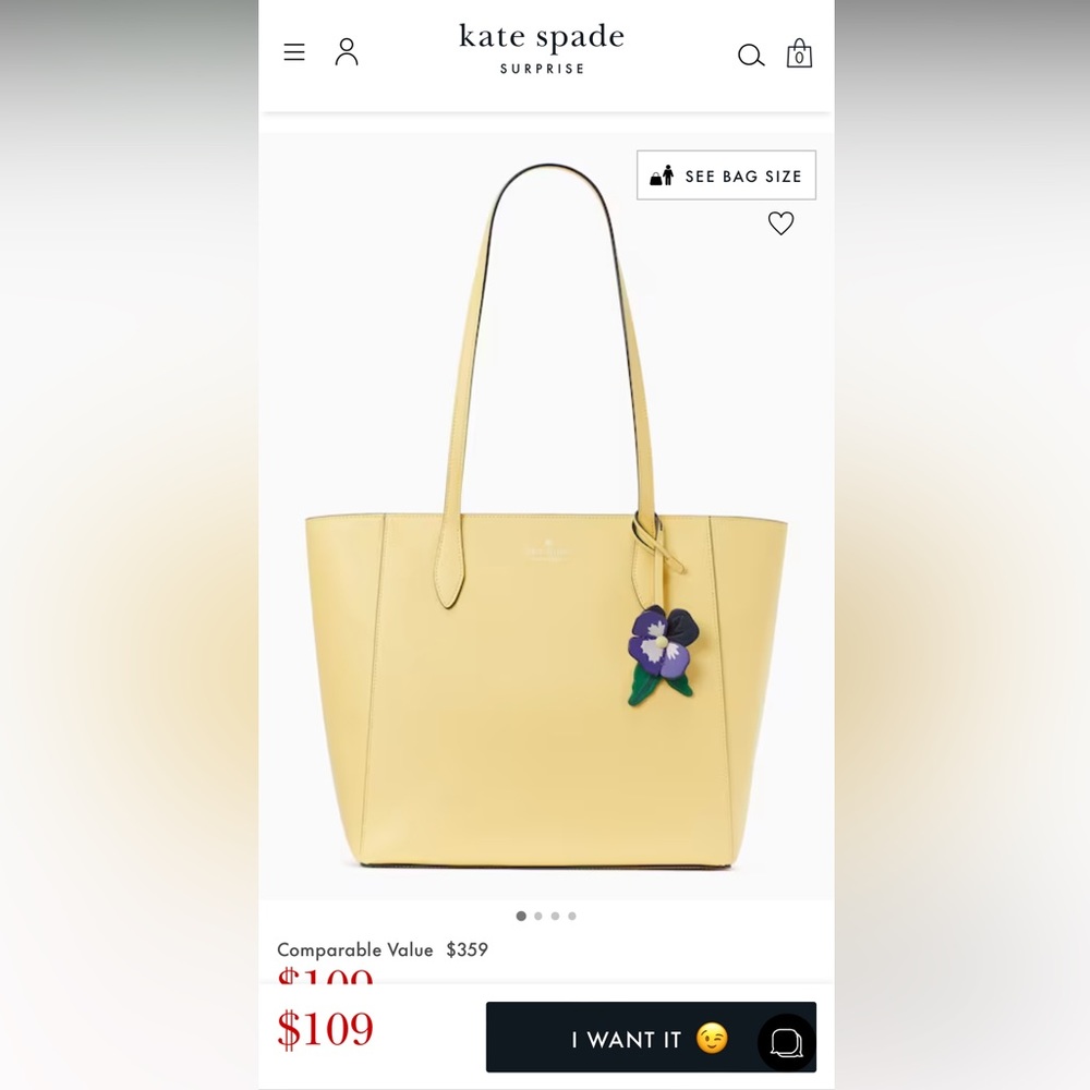 Kate Spade Dana Tote in color Butter NWT